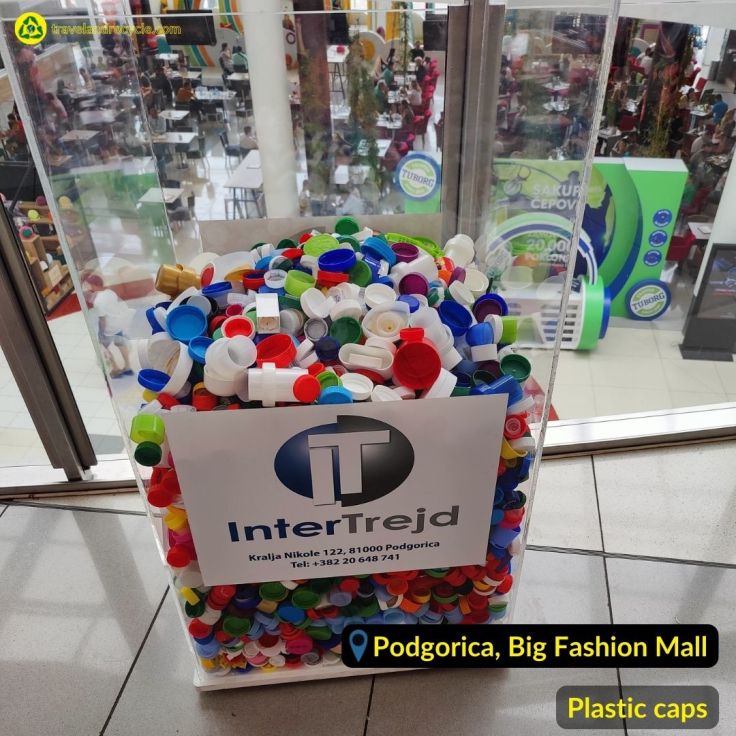 Recycling Bin for plastic caps waste InterTrejd in Podgorica Montenegro