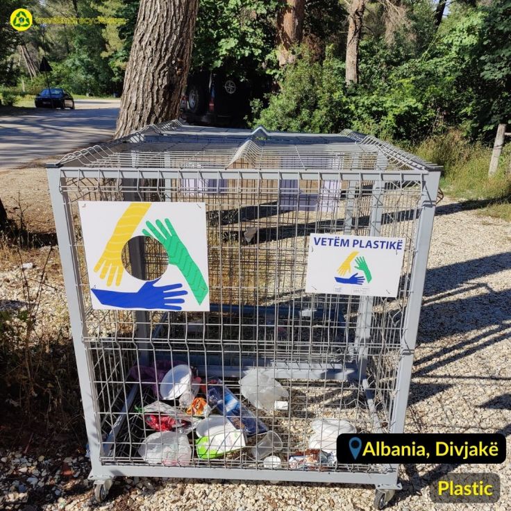 Metal recycling bin for plastic waste in Divjakë Albania