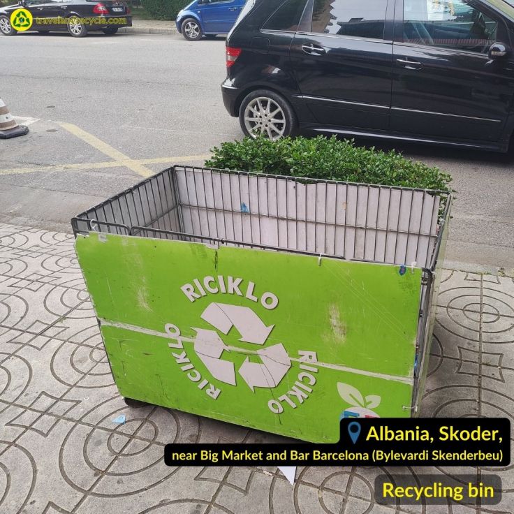 Recycling bin for recyclable waste in Shkoder Albania