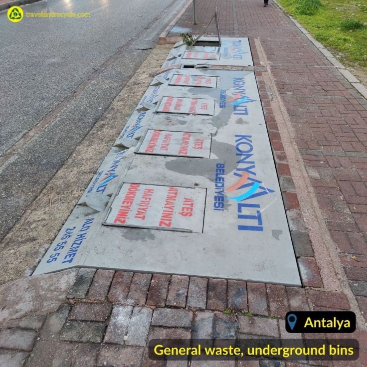Undeground gray bin for general waste in Antalya, Konyaalti, Turkey