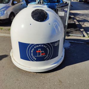 White Recycling Bin for Glass waste on the street in Novi Sad Serbia