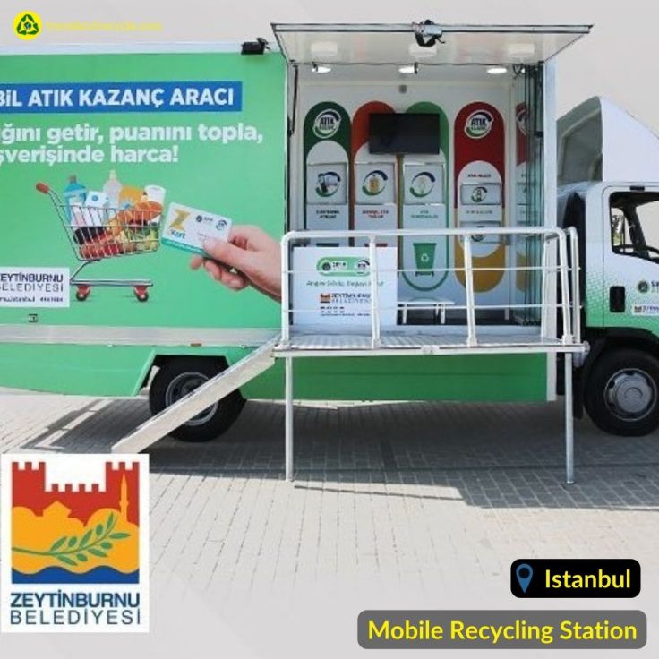 Mobile recycling station in Istanbul Turkey