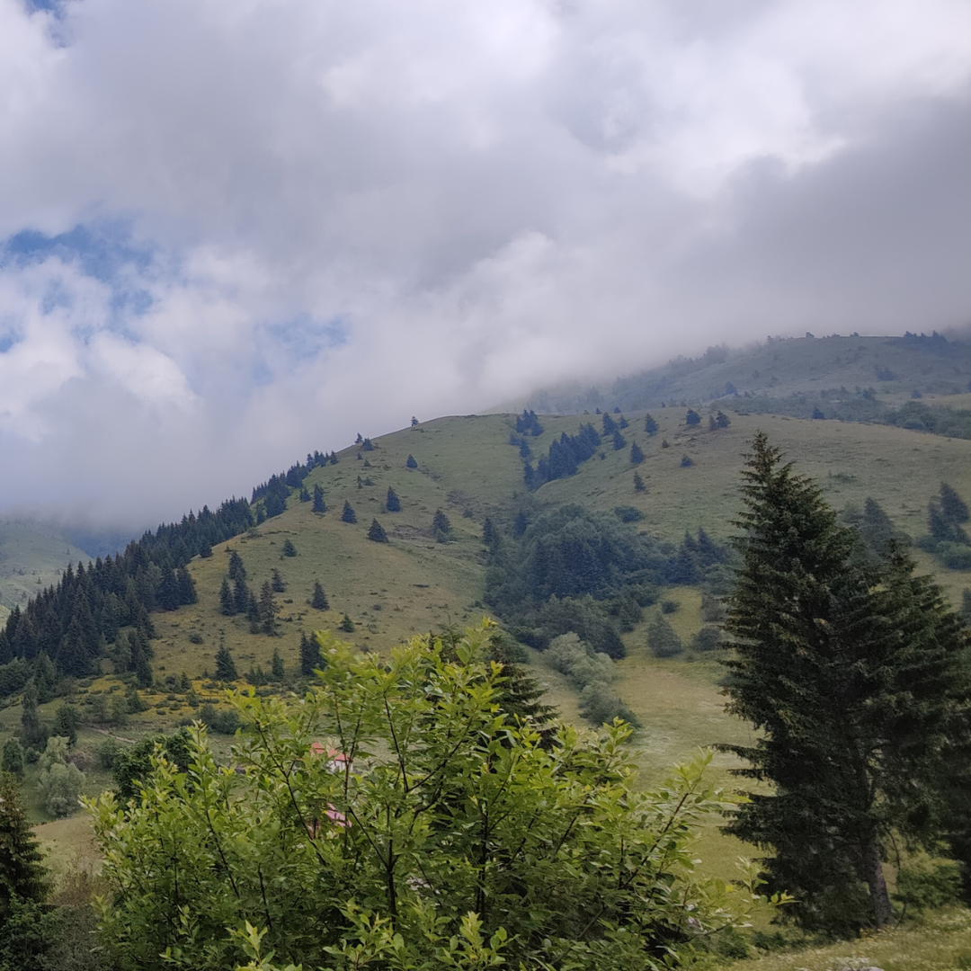 Mountains in clouds in Prokletije National Park near Plav Montenegro