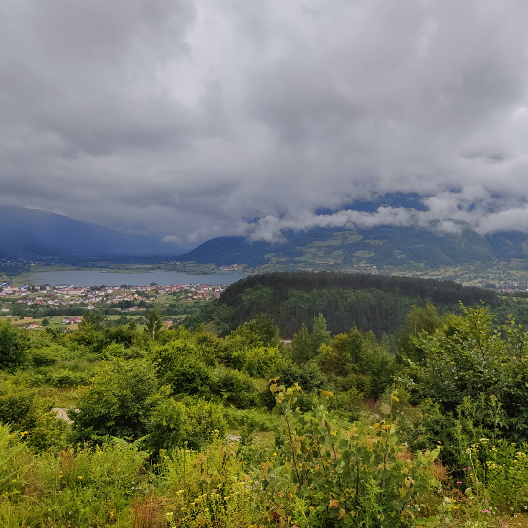 The view from the top of the hiking trail on the Plavske Lake in Prokletije National Park Montenegro