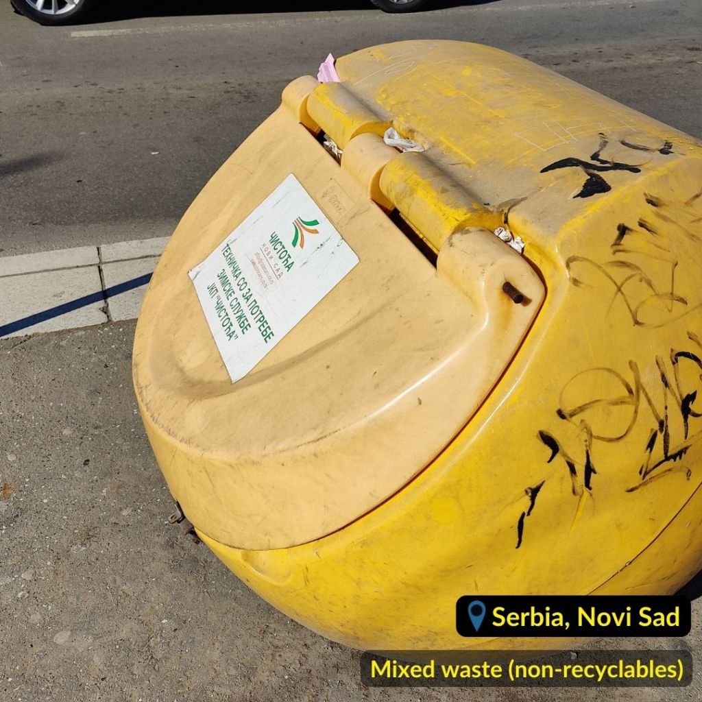 Mixed waste bin in Novi Sad Serbia