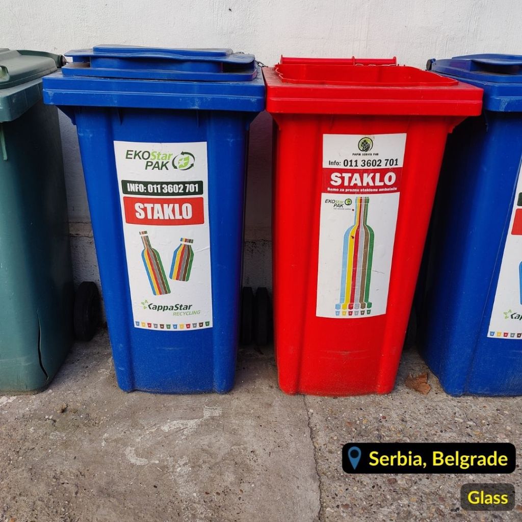 Waste bins for glass in Belgrade Serbia