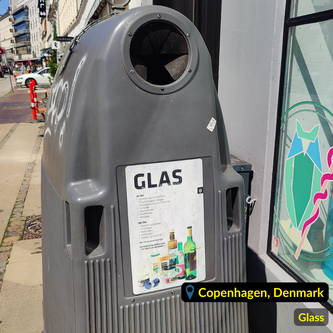 Grey waste bin for Glass in Copenhagen Denmark