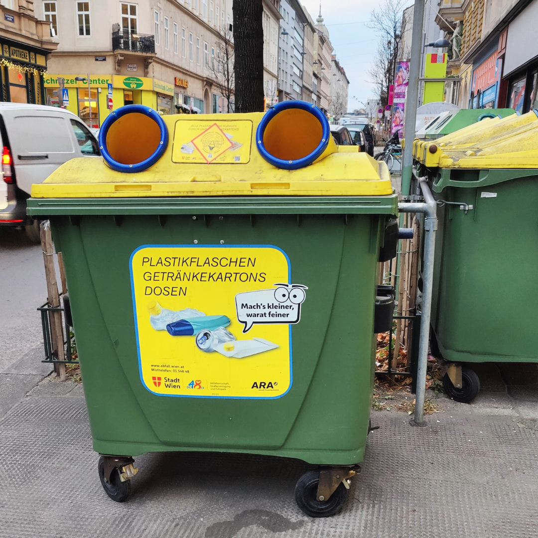 Plastic and Metal recycling bin in Vienna Austria